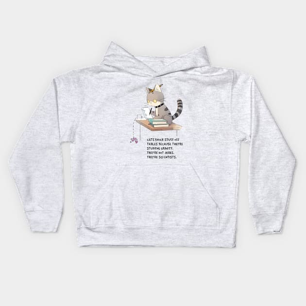 Cat Studying Gravity Kids Hoodie by KayBee Gift Shop